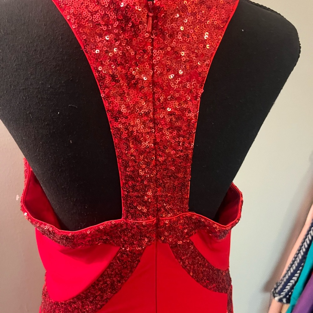 Faviana Red Embellished  Gown - Picture 4 of 5